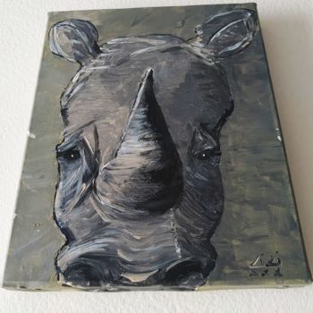 Painting titled "Rhinocéros" by Lilixxx, Original Artwork, Acrylic