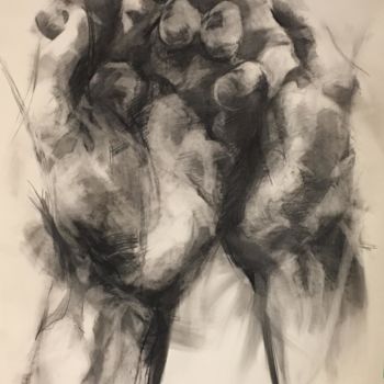 Disegno intitolato "helping hand.jpg" da Anne Hoover, Opera d'arte originale, Carbone