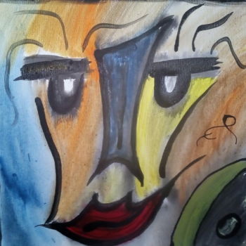 Schilderij getiteld "face02" door Ep, Origineel Kunstwerk, Acryl