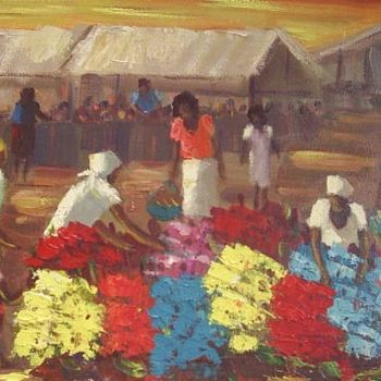 Peinture intitulée "mercado das flores 5" par L.Spinelli, Œuvre d'art originale