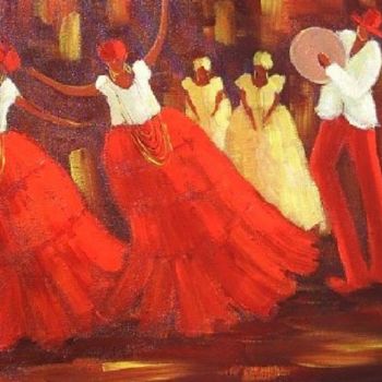 Peinture intitulée "sambistas vermelho…" par L.Spinelli, Œuvre d'art originale
