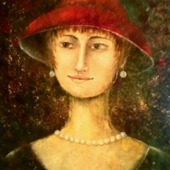 Ζωγραφική με τίτλο "Красная шляпка" από Liliya Gorskaya, Αυθεντικά έργα τέχνης, Λάδι