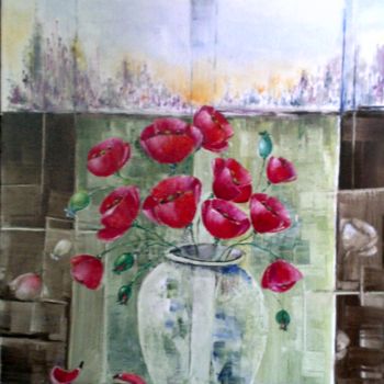 Картина под названием "Маковое утро" - Liliya Gorskaya, Подлинное произведение искусства, Масло