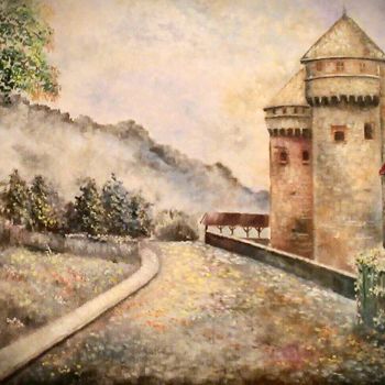 Painting titled "замок Шильон" by Liliya Gorskaya, Original Artwork, Oil