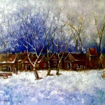 Malerei mit dem Titel "зимний вечер" von Liliya Gorskaya, Original-Kunstwerk, Öl