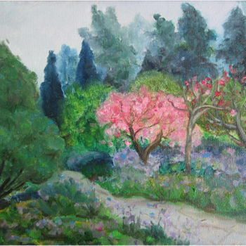 Painting titled "Blossom Heart" by Lihua Zhao, Original Artwork, Oil