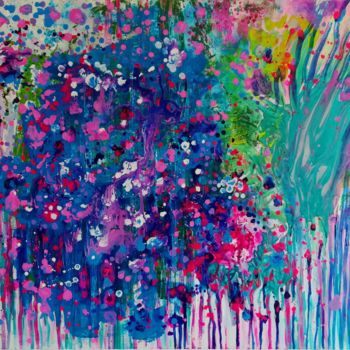 Pittura intitolato "Spring Rain Acrylic…" da Lika Kakhidze, Opera d'arte originale, Acrilico