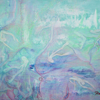 Malerei mit dem Titel "Freediving" von Lika Floens., Original-Kunstwerk, Acryl