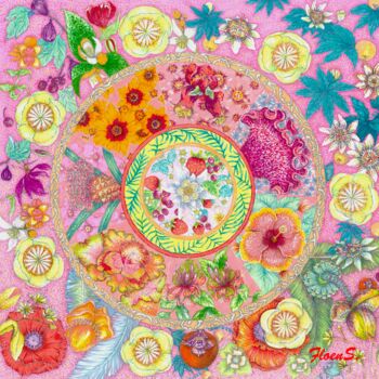 Pintura intitulada "Mandala - Diversity" por Lika Floens., Obras de arte originais, Marcador