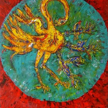 Schilderij getiteld "Pelican feeding nes…" door Lika Volchek, Origineel Kunstwerk, Olie