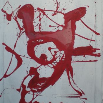 Schilderij getiteld "red rider" door Lika Volchek, Origineel Kunstwerk, Olie