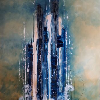 Malerei mit dem Titel "La tour brisée" von Lila D'Harcourt, Original-Kunstwerk, Öl Auf Keilrahmen aus Holz montiert