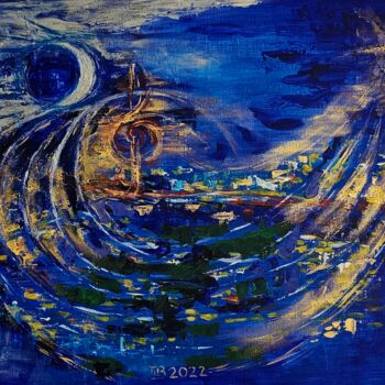Painting titled ""Nocturne"" by Lila Licari, Original Artwork, Acrylic Mounted on Wood Stretcher frame