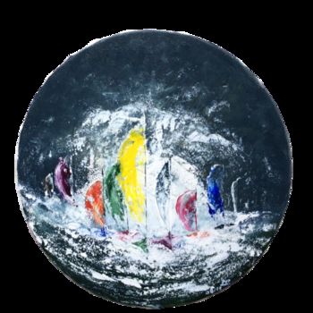 Peinture intitulée "Regata" par Marie-Pascale Le Goff (L’île à L’eau), Œuvre d'art originale, Acrylique Monté sur Châssis en…
