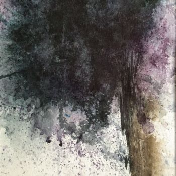 Malerei mit dem Titel "L'arbre vert" von Lil Dupeux, Original-Kunstwerk, Aquarell