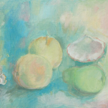 Peinture intitulée "Obst und Muscheln" par Lili Gräfenstein, Œuvre d'art originale, Huile