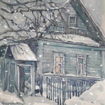 Рисунок под названием "Снег идёт" - Лилия Мустафина-Хазиева, Подлинное произведение искусства, Акварель