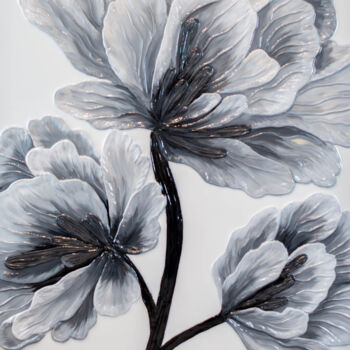 제목이 "Черные пионы"인 미술작품 Лилия Шагалиева (LI MILNE)로, 원작, 아크릴 기타 단단한 패널에 장착됨