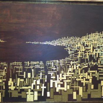 Pintura intitulada "Gold city" por Lilian Milona, Obras de arte originais