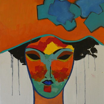 Malerei mit dem Titel "Woman Gaze" von Liliana Harkovska, Original-Kunstwerk, Acryl