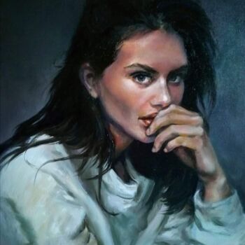 Картина под названием "Портрет девушки "Я…" - Лилиана Ковхуто, Подлинное произведение искусства, Масло