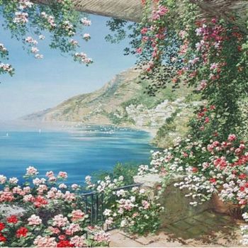 Painting titled "View of Positano" by Liliana Frasca, Original Artwork