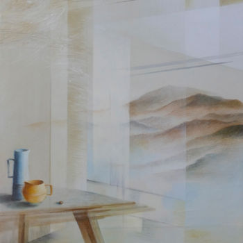Malarstwo zatytułowany „Voir les montagnes” autorstwa Liliane Bordes, Oryginalna praca, Akryl