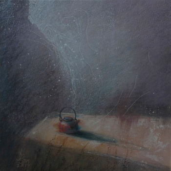 Картина под названием "Thé rouge 1" - Liliane Bordes, Подлинное произведение искусства, Акрил Установлен на Другая жесткая п…