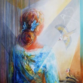 Schilderij getiteld "L'Instant Magique" door Liliane Vergne, Origineel Kunstwerk