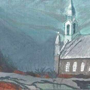 Painting titled "chapelle" by Liliane Leroy, Original Artwork, Oil