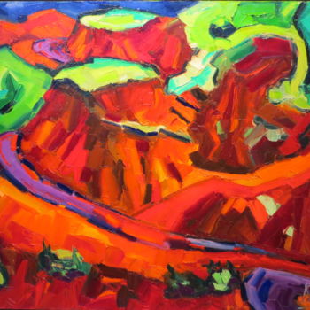 Painting titled "route vers Yaté.73X…" by Liliane Penin, Original Artwork, Oil