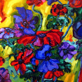 Malarstwo zatytułowany „anemones-81x60.jpg” autorstwa Liliane Penin, Oryginalna praca, Olej