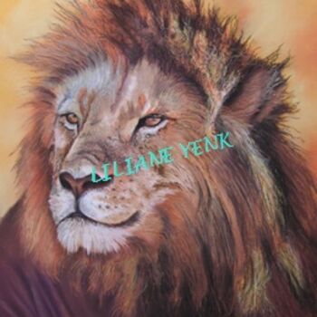 Painting titled "Le lion" by Liliane Yenk, Original Artwork