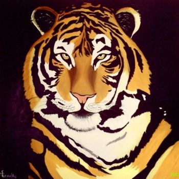 Painting titled "le tigre" by Lili, Original Artwork, Oil