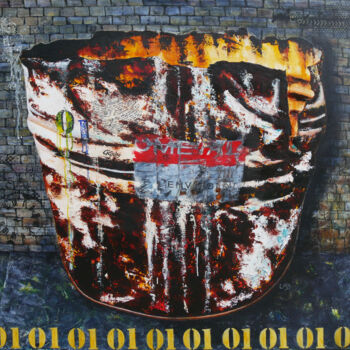 绘画 标题为“Bidon métallique 01” 由Liligraffiti, 原创艺术品, 油 安装在木质担架架上
