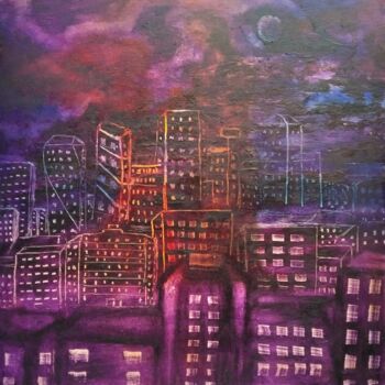 Peinture intitulée "City lights" par Liliia Furman, Œuvre d'art originale, Huile