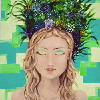 Pittura intitolato "Girl & Nature" da Liliia Furman, Opera d'arte originale, Olio