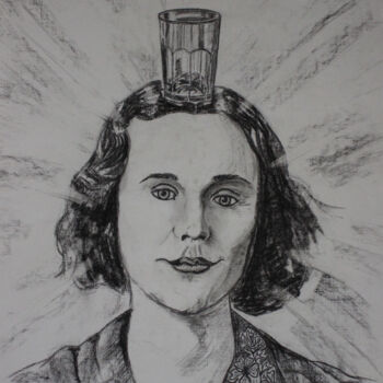Drawing titled "Joan Vollmer" by Liliia Pilikina, Original Artwork, Charcoal