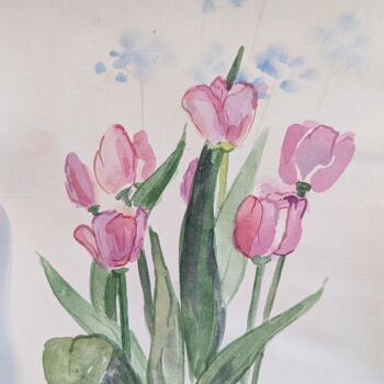 Pittura intitolato "Tulips study 2" da Liliia Pilikina, Opera d'arte originale, Acquarello