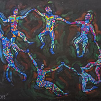 Картина под названием "The Rave People" - Liliia Pilikina, Подлинное произведение искусства, Акрил Установлен на картон