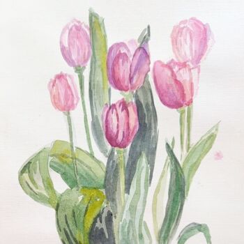 "Tulips study 1" başlıklı Tablo Liliia Pilikina tarafından, Orijinal sanat, Suluboya