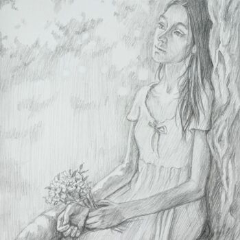 Drawing titled "In the shade of the…" by Liliia Shpitaleva, Original Artwork, Pencil