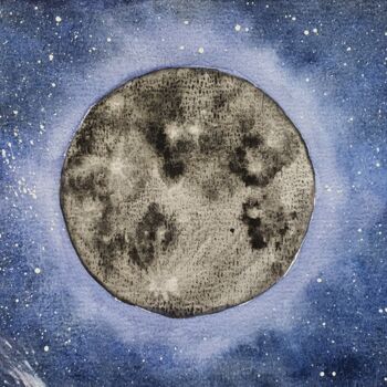 Картина под названием "Moon" - Liliia Yeremenko, Подлинное произведение искусства, Акварель