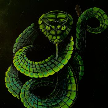 Painting titled "Snake" by Lili Kárándi, Original Artwork, Acrylic