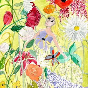 Peinture intitulée "Fleurs 1" par Lilie Glen, Œuvre d'art originale