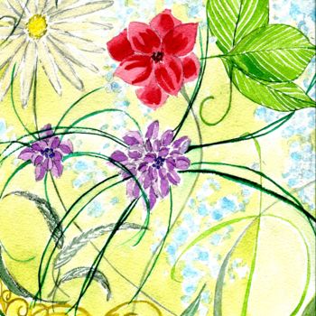 Peinture intitulée "Fleurs d'été" par Lilie Glen, Œuvre d'art originale