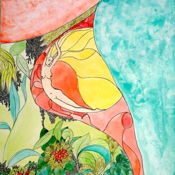Peinture intitulée "Nymphe" par Lilie Glen, Œuvre d'art originale