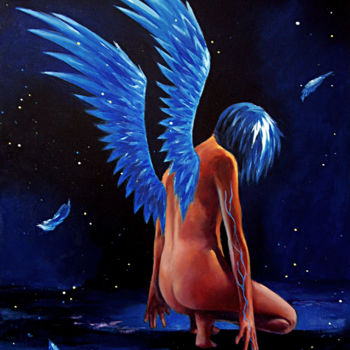Malarstwo zatytułowany „Blue Angel” autorstwa Lilit Shintaro, Oryginalna praca, Olej