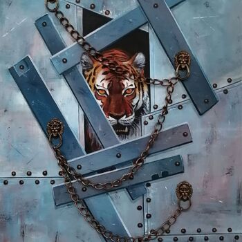 Schilderij getiteld "Tiger" door Lilit Shintaro, Origineel Kunstwerk, Acryl