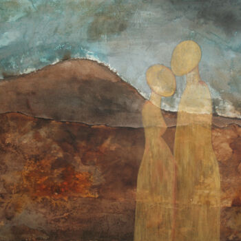 Peinture intitulée "Les amoureux #2" par Lili Tarentule, Œuvre d'art originale, Encre Monté sur Châssis en bois